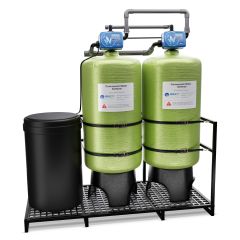 WECO KCR Series: Commercial Twin Water Softener with 3" Pipe and Progressive Flow, Pre-Plumbed Skidded Configuration - Made in U.S.A.