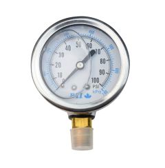 Water Pressure Gauge - 2.5" Face - 1/4" MNPT Bottom Mount 