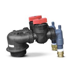 IN & OUT Water Filter Head with Standard 2.5" Tank Thread and Garden Hose Thread Male x Female Ports