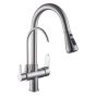 Wanfan Luxury Pull Down Kitchen Triple Faucet for Hot, Cold & RO Filtered Water | Brushed Nickel Finish